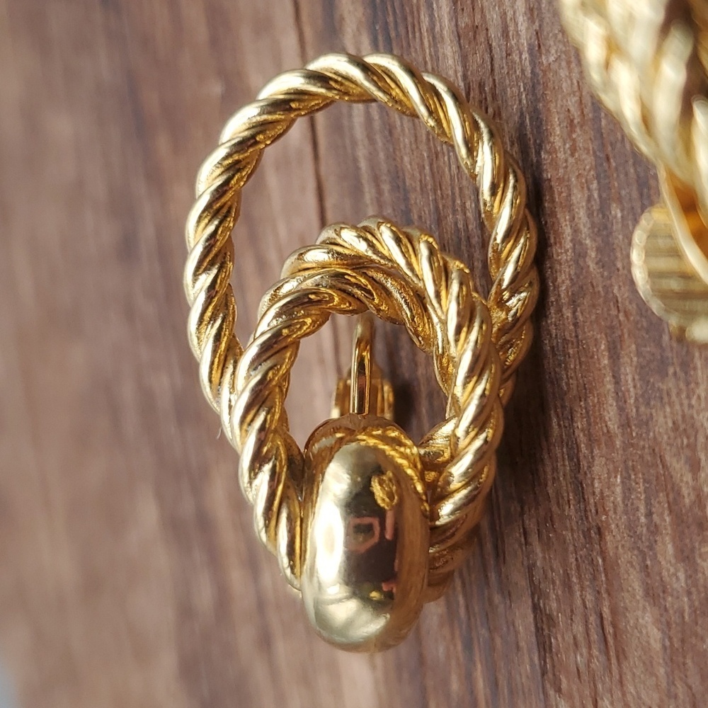 Sarah Coventry doorknocker estate earrings braided E835 - Picture 2 of 6